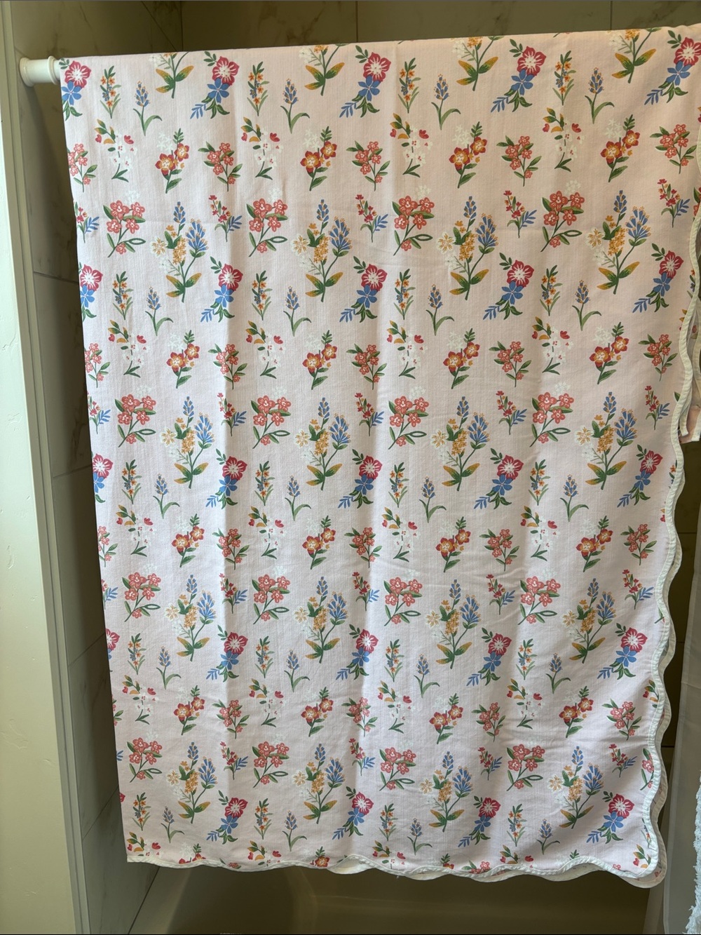 Floral Cotton Shower Curtain - Pastel Multi